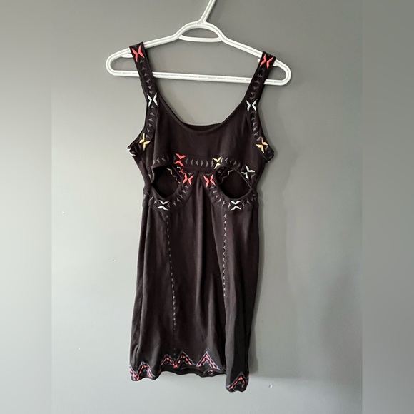 Free People Black Dress with Colorful Embroidery - Picture 3 of 3